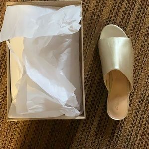 Clark metallic leather slides